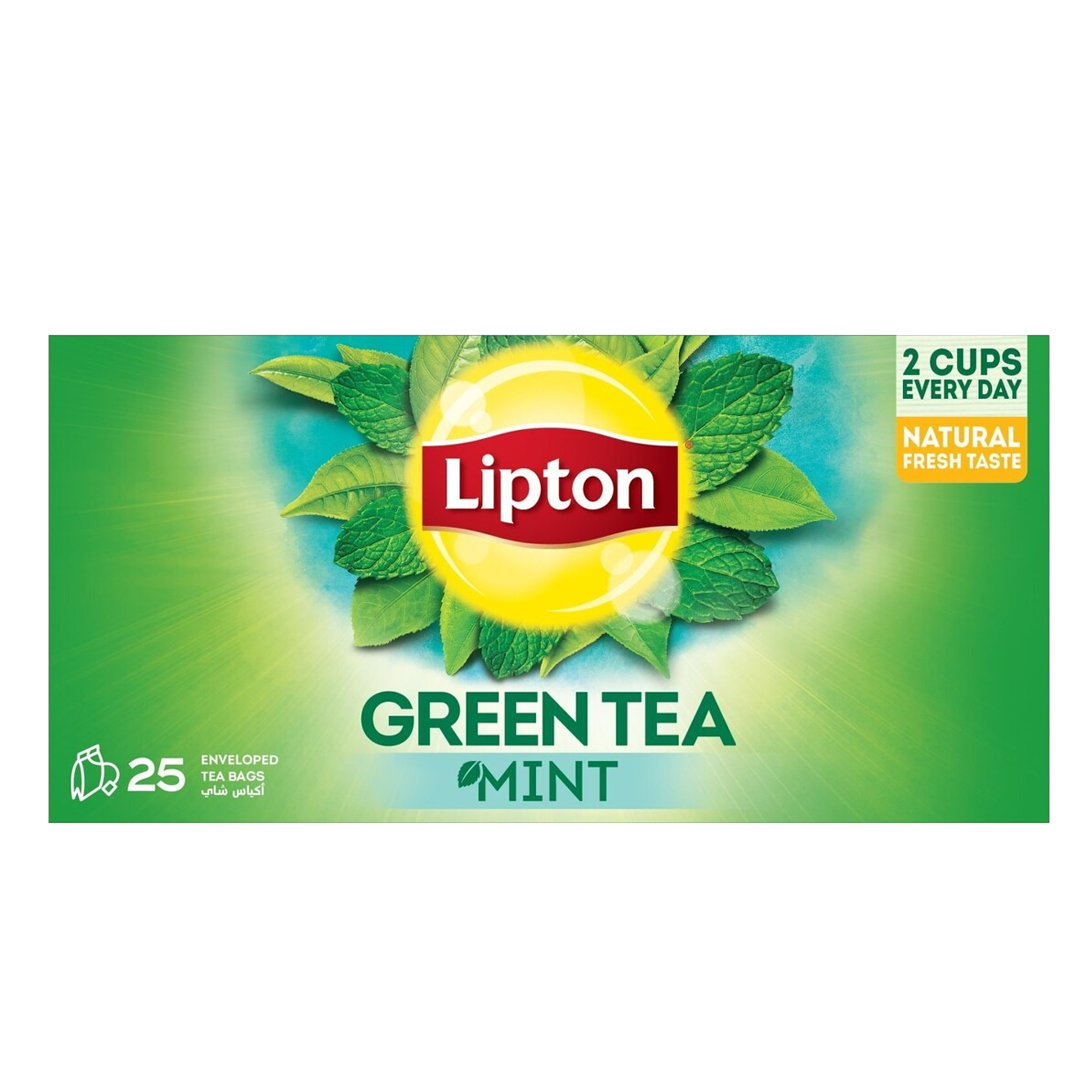 Lipton Green Tea Mint 25 Bags ليبتون شاي اخضر النعناع 25 كيس