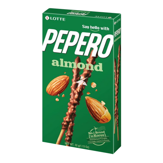 Lotte Pepero Almond & Chocolate 32g بيبيرو عيدان بسكويت شوكولاته لوز وفانيلا 32غم
