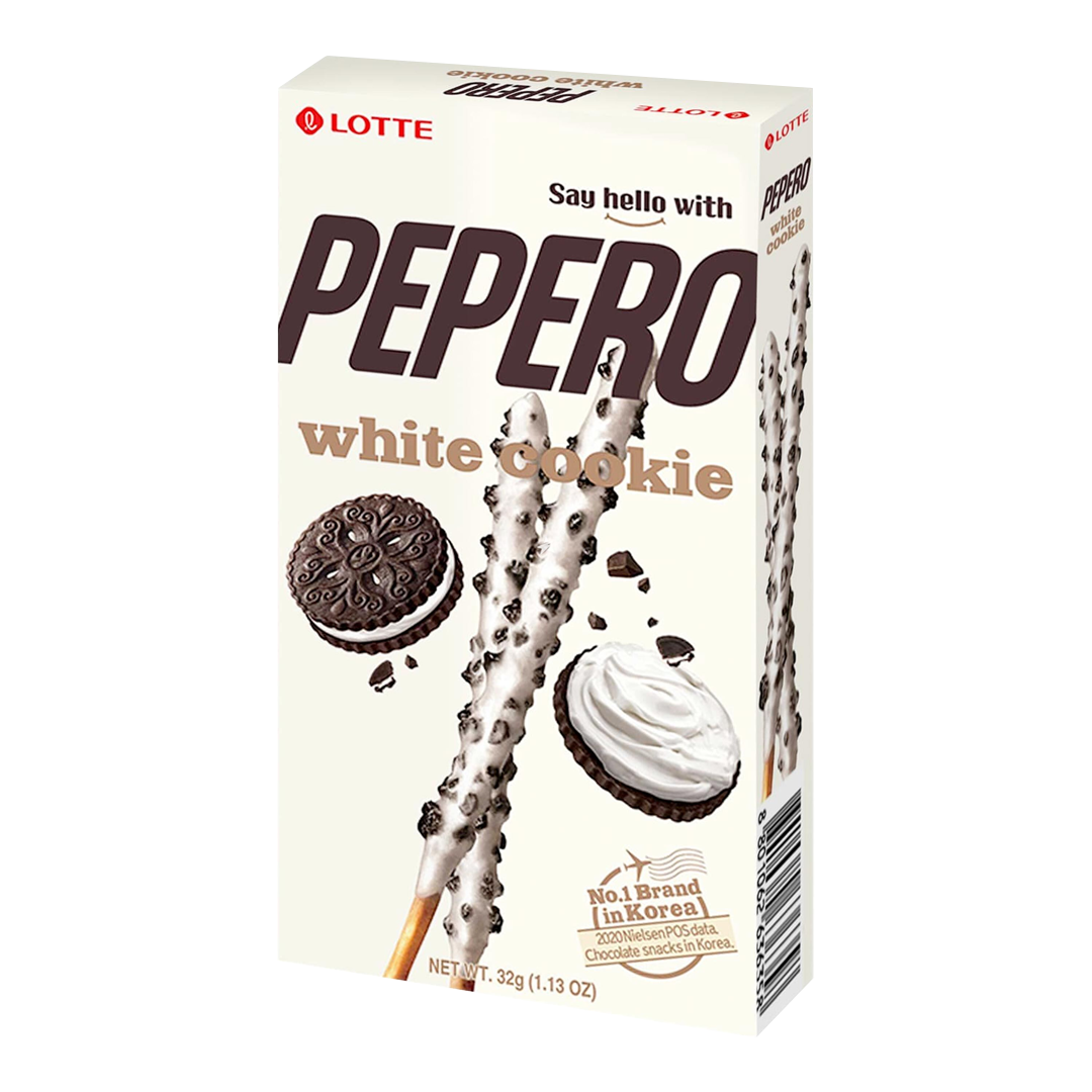 Lotte Pepero White Chocolate Cookie 32g بيبيرو اصابع بسكويت شوكولاته وفانيلا 32غم