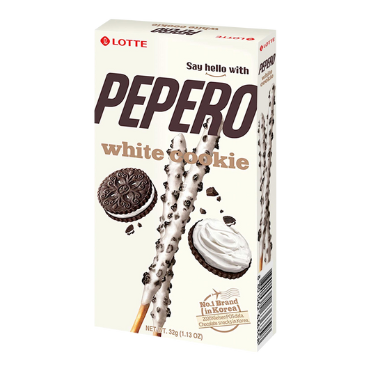 Lotte Pepero White Chocolate Cookie 32g بيبيرو اصابع بسكويت شوكولاته وفانيلا 32غم