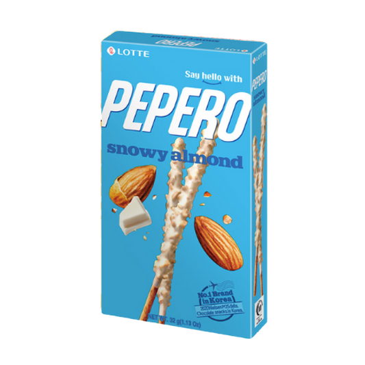 Lotte Pepero Snowy Almond Chocolate 32g بيبيرو اصابع بسكويت لوز وفانيلا 32غم