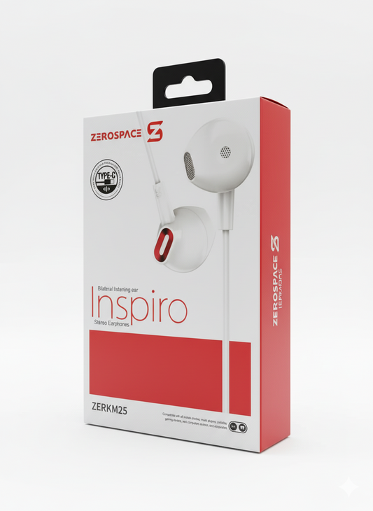 Zerospace Inspiro Stereo Earphone زيروسبيس سماعة جوال تايب سي