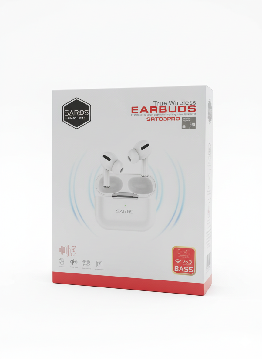Saros Earbuds Bluetooth V5.3  5.3 ساروس سماعة بلوتوث اربوت ثاروث