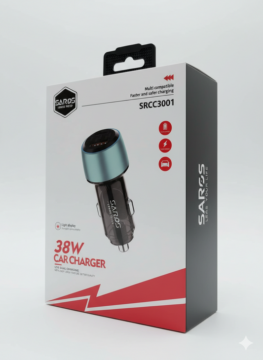 Saros Car Charger 38w ساروس شاحن سيارة 35