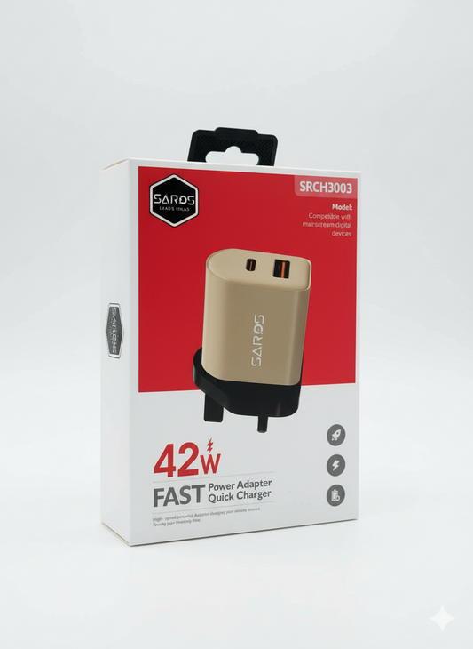 Saros Fast Power Adapter 42w ساروس راس شاحن بيت 42